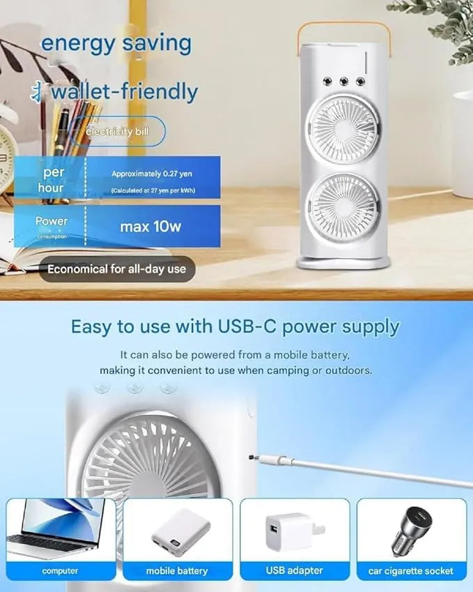Tower Double Head Mist Fan